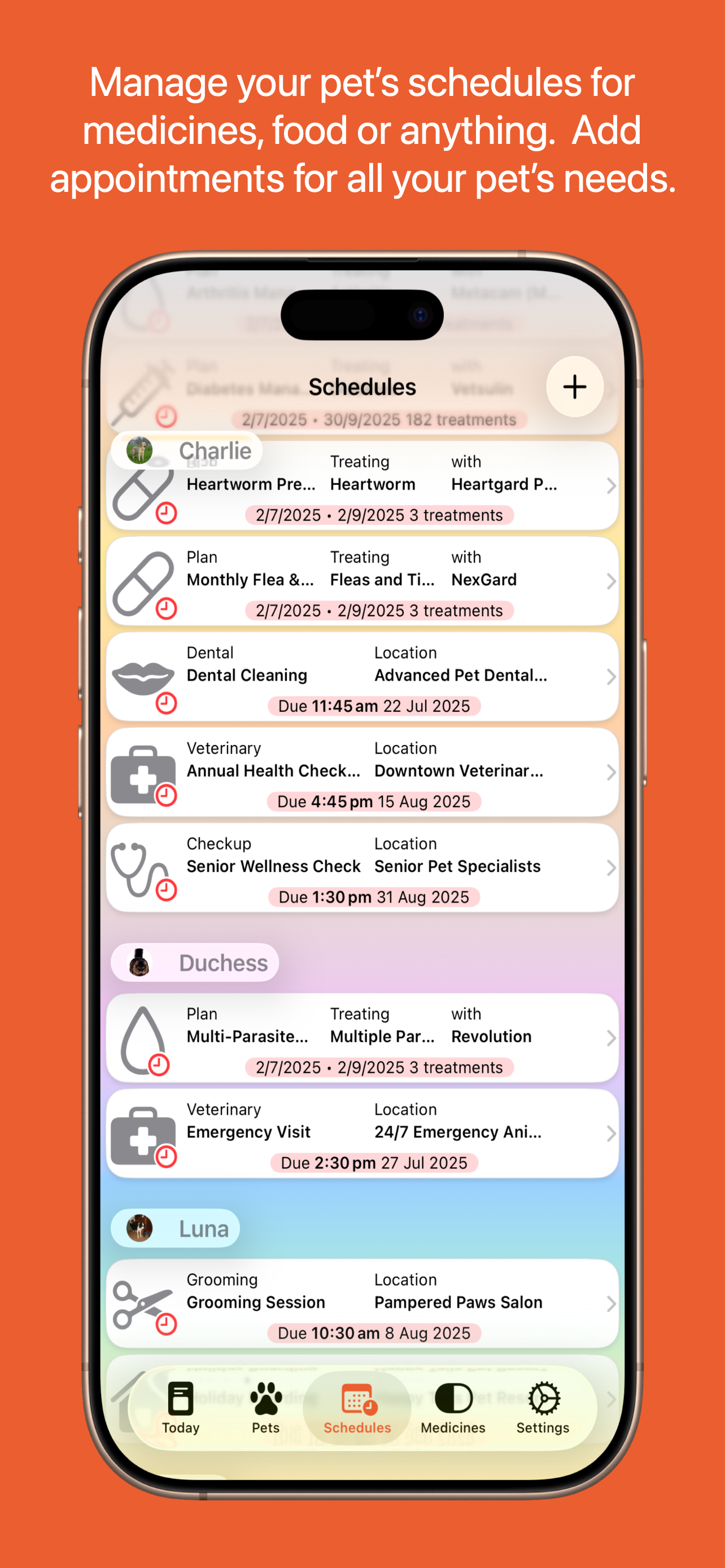 Schedules Tab Screen